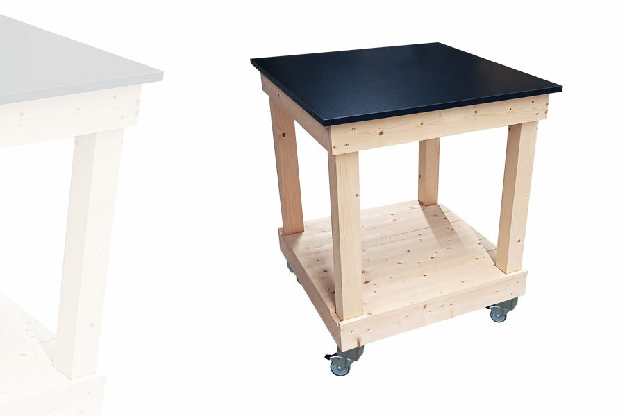 table-carre-2tons-avec-roulettes-bois