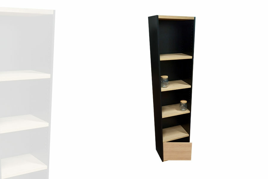 armoire-etroite-bois-2-tons-avec-porteamenagement-magasin-boutique-alimentaire-caviste-librairie